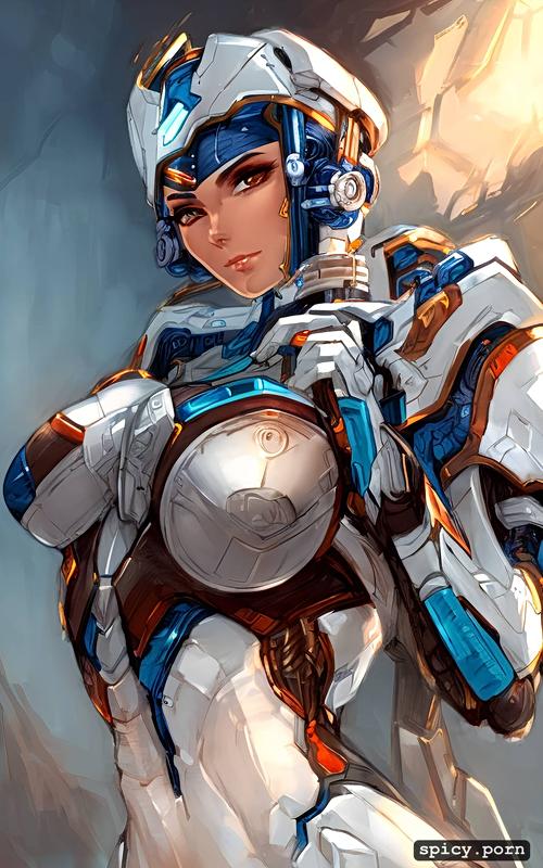 centered, vibrant, mech, female, highly detailed, intricate