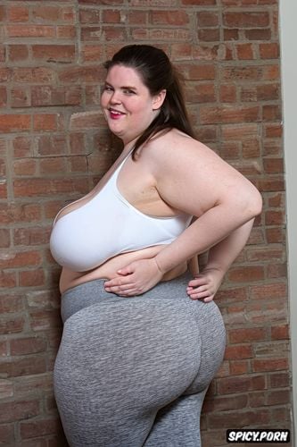 crop top shirt, big ass, happy white woman, cameltoe, very wide hips