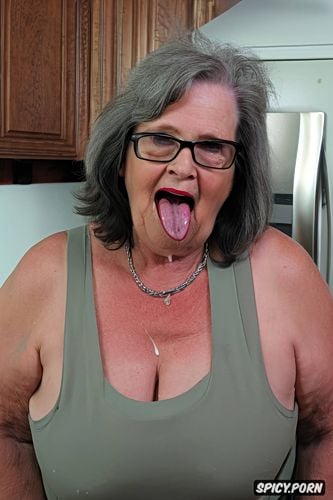 old apron, in the kitchen, tremendous cum on tits, best quality