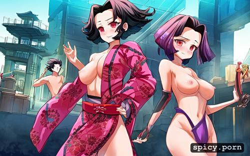 shirtless, whole cast of kimetsu no yaiba, jealous muzan in background