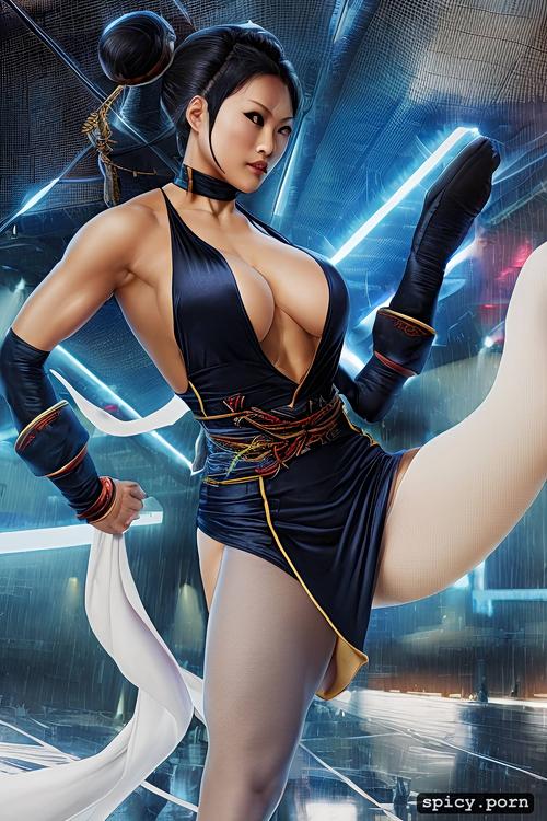 streetfighter, 40 years old, videogame promotional poster, pantyhose