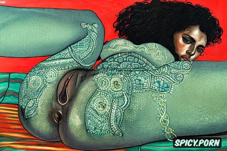 big round ass, indian woman, intricate detailed, egon schiele painting