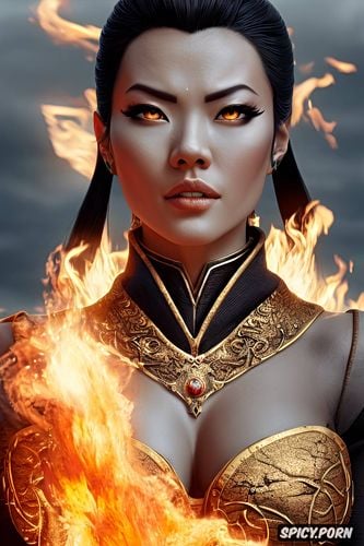 matte, flame crown, face shot, no makeup, sharp focus, surrounded by blue fire