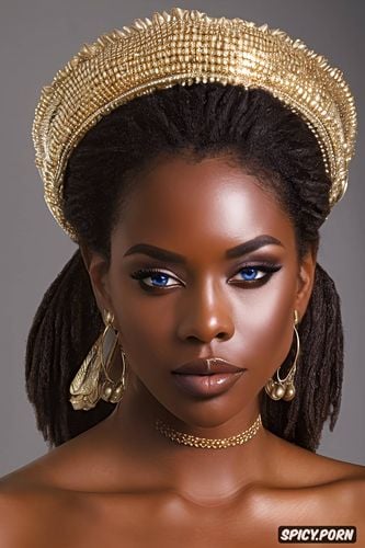 detailed image, high quality, braided pigtails, curvy, gold chains