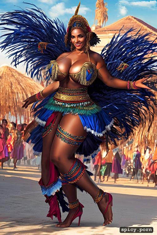 curvy hourglass body, intricate beautiful dancing costume, extremely busty