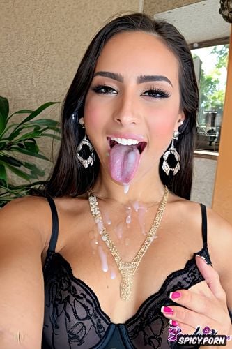 enormous soft penis next to her face, necklace, jewelry, earrings