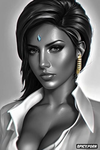 masterpiece, pharah overwatch milf full lips black blazer white shirt shirt unbuttoned beautiful face