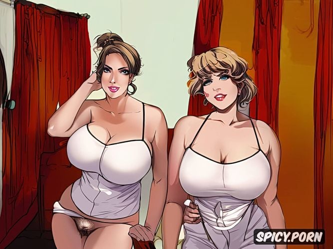 insanely completely large very fat floppy breasts, indoors, semi short blond hair