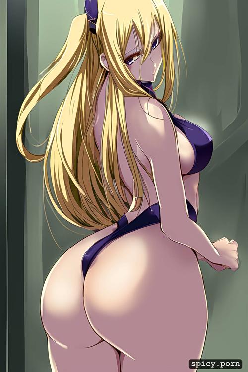 blonde, long hair, thighs, hentai, arched back, big ass