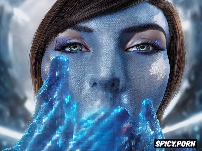 gemma chan as cortana from halo, high heels, athletic, pussy deep fucked by thick tentacle plasma dick