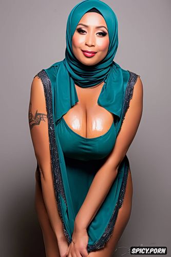 hourglass shaped body, backgroundless, in hijab and stay ups