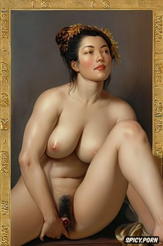 big areolas, beefy thighs, small breasts, athletic, paul peter rubens painting