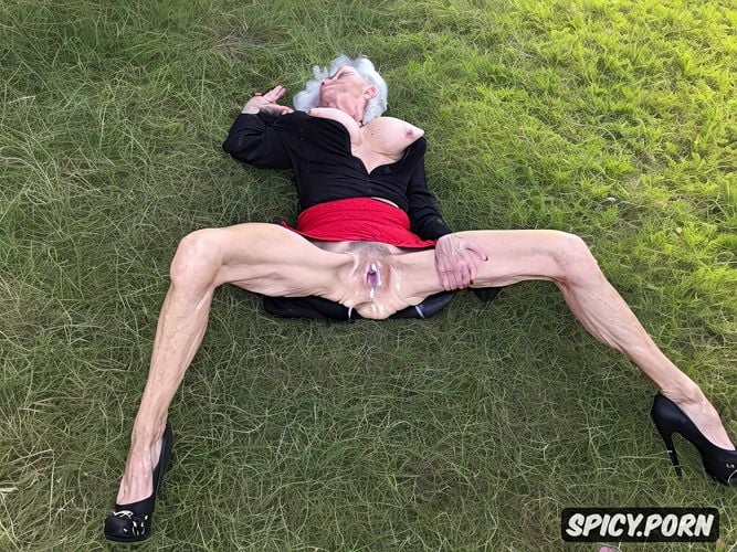 passed out in broad daylight, cum in pussy, lying on the grass