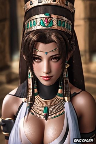 aerith gainsborough final fantasy vii remake female pharaoh ancient egypt pharoah crown beautiful face topless