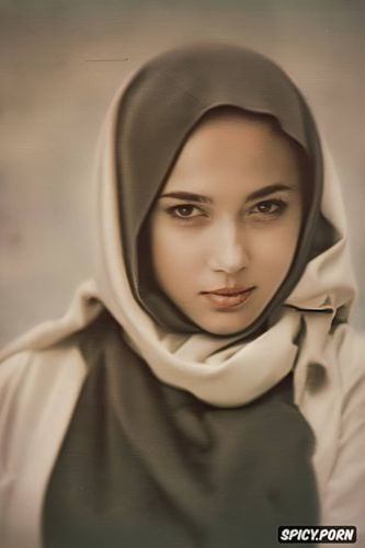 woman in hijab, low quality camera, big boobs, long shadows