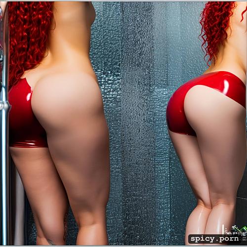 huge ass, russian woman, red hair, long hair, slim body, close up
