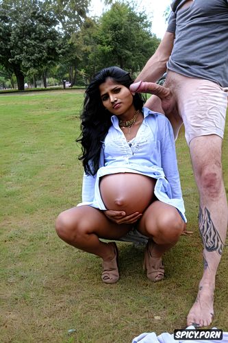 indian pregnant teen, thin, petite, attacked in the park, partially clothed