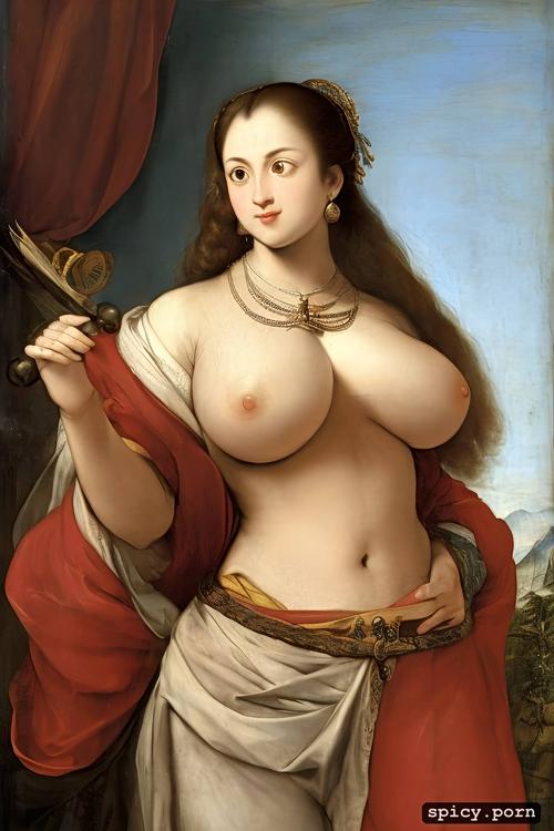 realistic, highres, ultra detailed, big boobs, potrait, black long hair