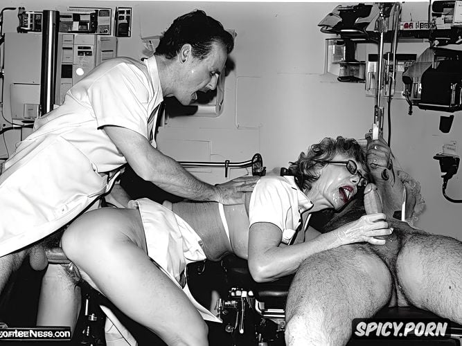 a young guy fucking a sixty year old nurse hairy pussy, gray hair