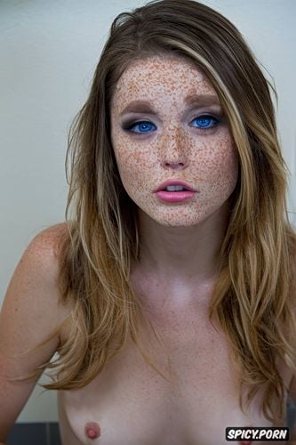 public restroom, white female, impressed teen model face, looking into camera