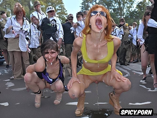 drooling and gagging, blevel german tween attacked in the street in front of a crowd of people