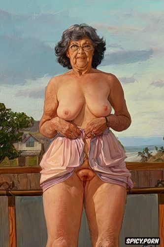 upskirt very realistyc nude pussy, fat granny, upskirt shows big labia on cun