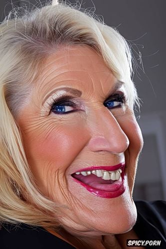 blue eyes, only gorgeous face of tall slim sixty white granny