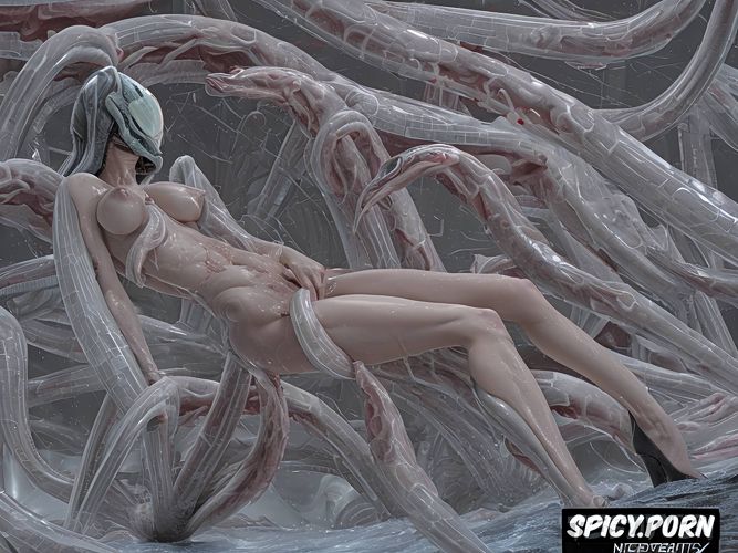 masterpiece, realistic, cersei lannister nude tits out, pussy spread by thick xenomorph swollen tentacle dick
