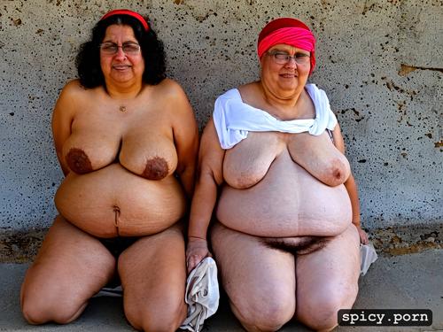 real faces, glasses, fat belly, hairy pussy, multiple obese bbw arabic old grannies