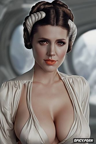 princess leia star wars a new hope soft white silk royal robe robe open small perky firm natural tits beautiful face pouty lips masterpiece