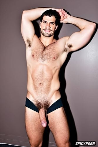 super muscular, hair, male naked, full body view, armpits, man