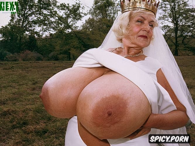 magazine scan, wedding, large breasts, granny, large saggy breasts