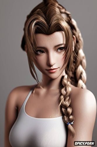 ultra detailed, ultra realistic, aerith gainsborough final fantasy vii remake topless beautiful face young masterpiece