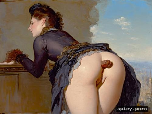 backside view, solo, painting by édouard henri avril, only one person