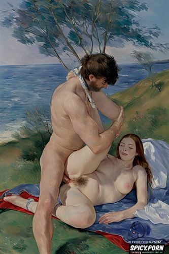 lustful penetration, anus, licking her ear, manet, man and woman