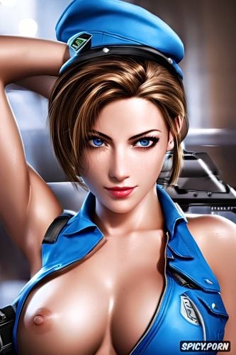 masterpiece, high resolution, jill valentine resident evil beautiful face topless