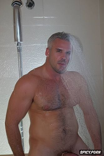 shower wet sweat, masculine, man solo 30 years old, steamy, dark hair