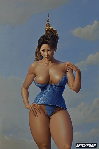 paul peter rubens oil painting, chun li, fat thighs, spreading legs kick