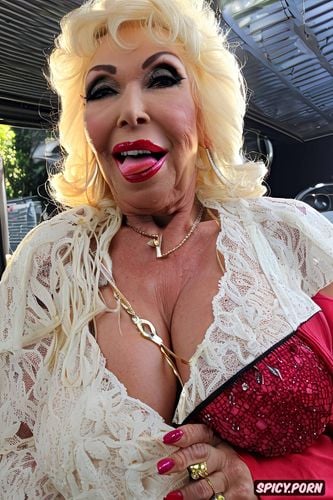 whore, huge pumped up balloon lips, joan collins, gilf, seventy year old