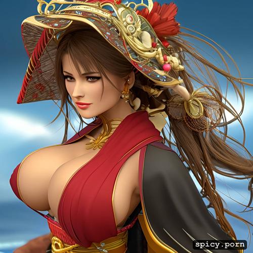 3d style, realistic anime, masterpiece, a close up of a woman in a costume