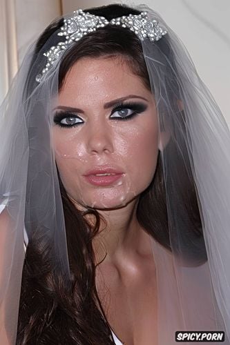 helpless facial expression, wedding veil, very realistic eyes