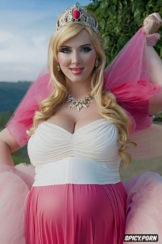 futa, real princess peach cosplay, pink dress, bratty, fat, cream pie