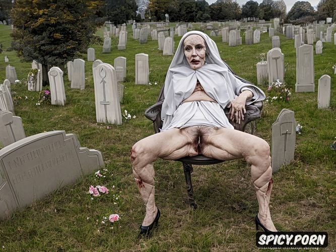 very old granny, spreading cellulite legs, grey hair, vaginal gape