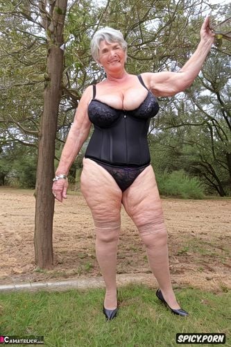 thick granny in her seventies, wrinkled and saggy tits, hairy armpits