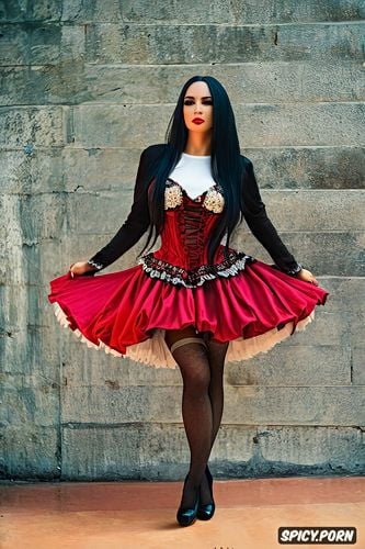 flamenco dancer, dark eye color, fully shaved pussy, wonderful stage setting