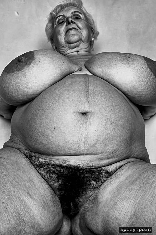 exposing vagina and anus to camera, very large breasts, 80 year old polish granny