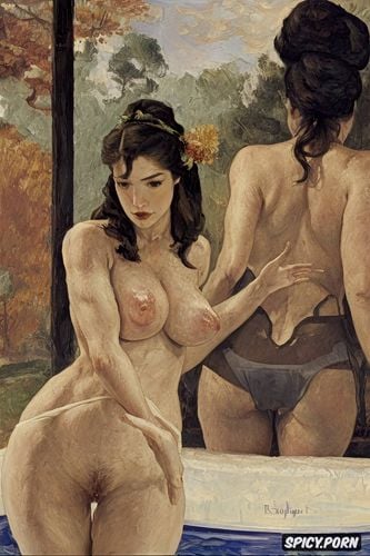 ass grab, modern post impressionist fauves erotic art, steam