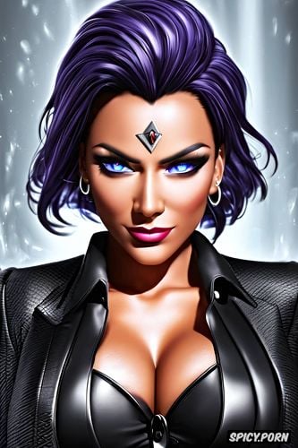 blackfire the justice league black blazer white shirt shirt unbuttoned beautiful face milf