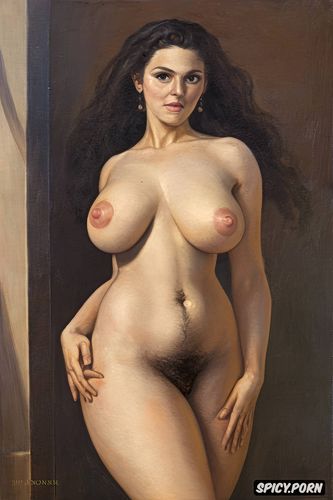 woman, naked, showing hairy pussy, flashing pussy, brunette