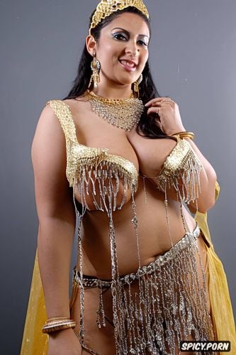 gorgeous1 75 face, front view, colorful jewelry, busty1 7, fat floppy boobs